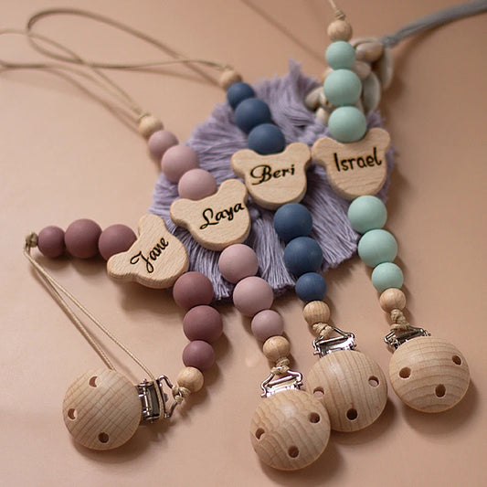 Wooden Baby Pacifier Chain